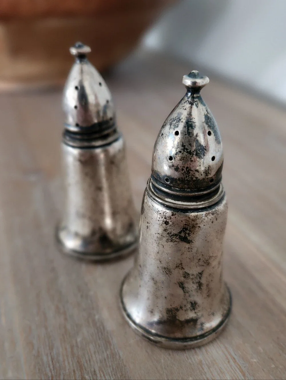 Vintage Columbia Weighted Sterling Silver Salt Pepper Shakers Pair 3.5 Inch